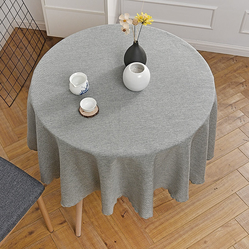 Pastoral Style Round Tablecloth - Solid Color Blended Material, Dining Room Table Decor
