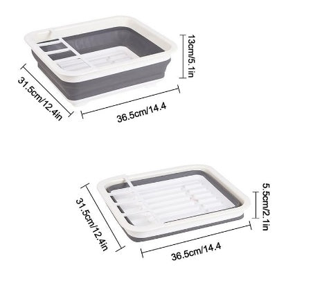 Retractable & Foldable Dish Rack - Space-Saving, Large Capacity, Eco-Friendly PP+TPR