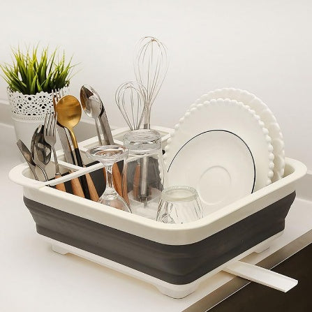 Retractable & Foldable Dish Rack - Space-Saving, Large Capacity, Eco-Friendly PP+TPR