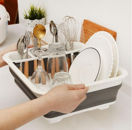 Retractable & Foldable Dish Rack - Space-Saving, Large Capacity, Eco-Friendly PP+TPR