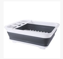 Folding Kitchen Dish Drainer Rack - Space-Saving, Porous Drain Design, PP+TPR