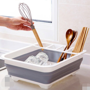 Folding Kitchen Dish Drainer Rack - Space-Saving, Porous Drain Design, PP+TPR