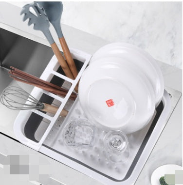 Folding Kitchen Dish Drainer Rack - Space-Saving, Porous Drain Design, PP+TPR