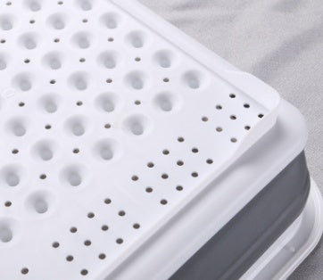 Folding Kitchen Dish Drainer Rack - Space-Saving, Porous Drain Design, PP+TPR