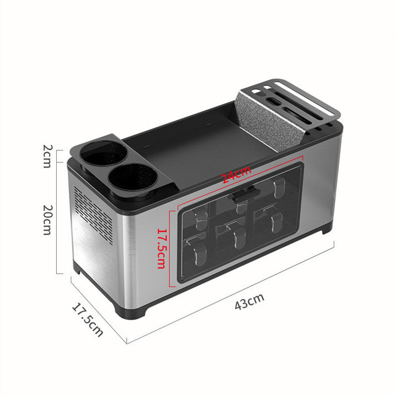 Multifunctional Kitchen Storage Box - Chopsticks & Knife Holder, Seasoning Bottle Organizer, PP+Stainless Steel