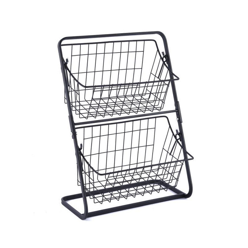 Stainless Steel 2-Tier Countertop Fruit and Spice Rack - Air Circulation, Space-Saving Kitchen Organizer