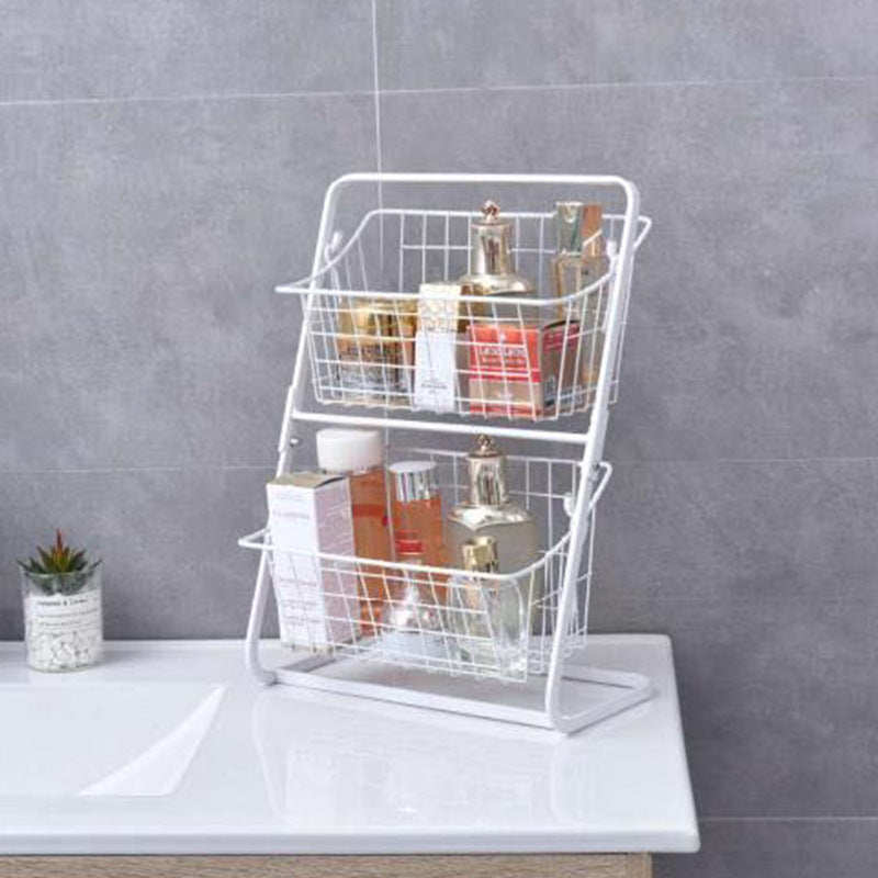 Stainless Steel 2-Tier Countertop Fruit and Spice Rack - Air Circulation, Space-Saving Kitchen Organizer