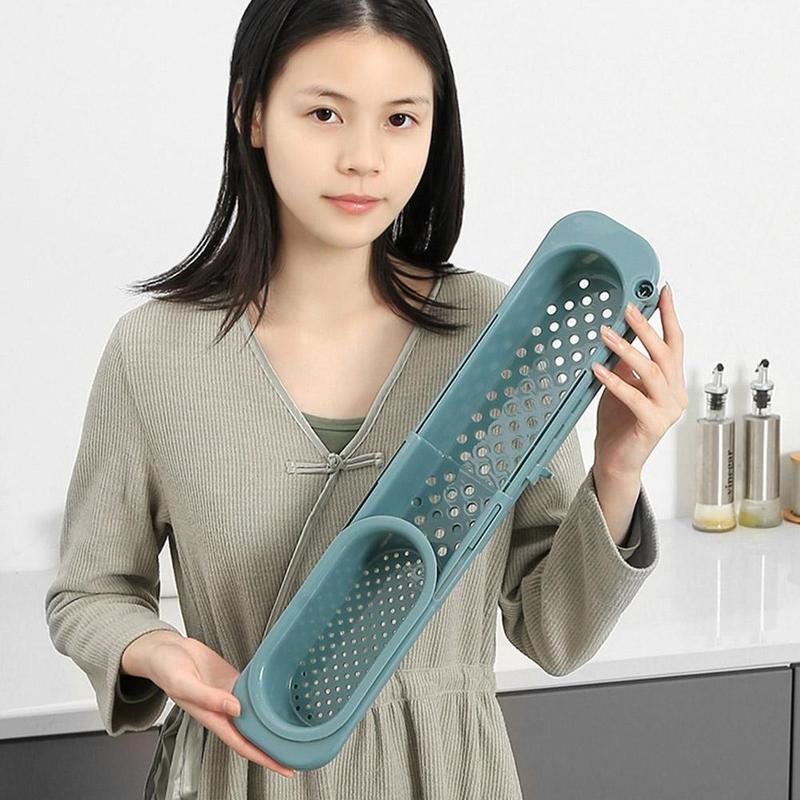 Adjustable Telescopic Sink Rack - Scalable Design, Drain Fan, Towel Bar, Easy Installation