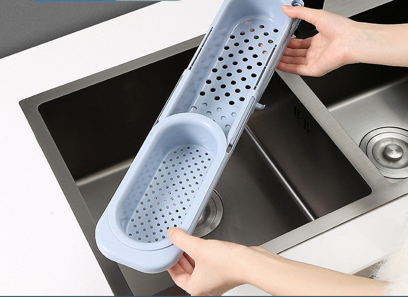 Adjustable Telescopic Sink Rack - Scalable Design, Drain Fan, Towel Bar, Easy Installation