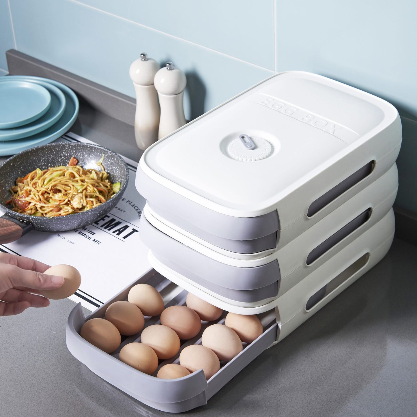 Drawer Type Refrigerator Egg Storage Box - Space-Saving, Breathable Design, PP Material