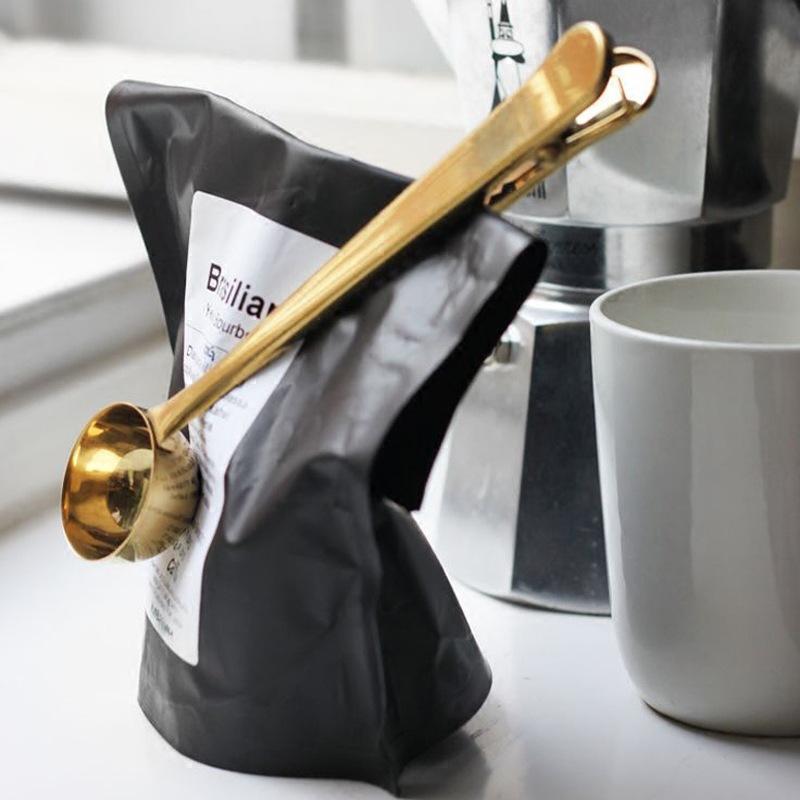 Stainless Steel Coffee Clip Spoon - Multi-Function Scoop and Clip