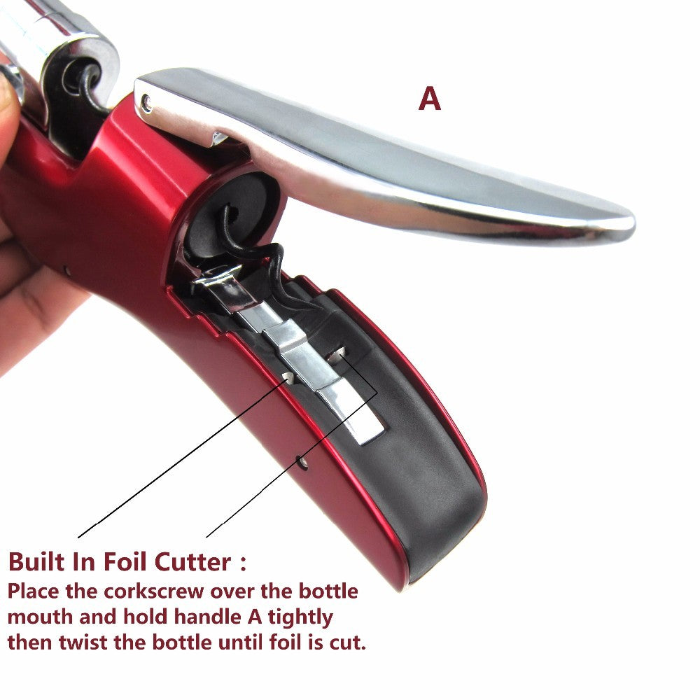 Professional Wine Opener with Foil Cutter - Zinc Alloy, Quick and Easy Cork Removal