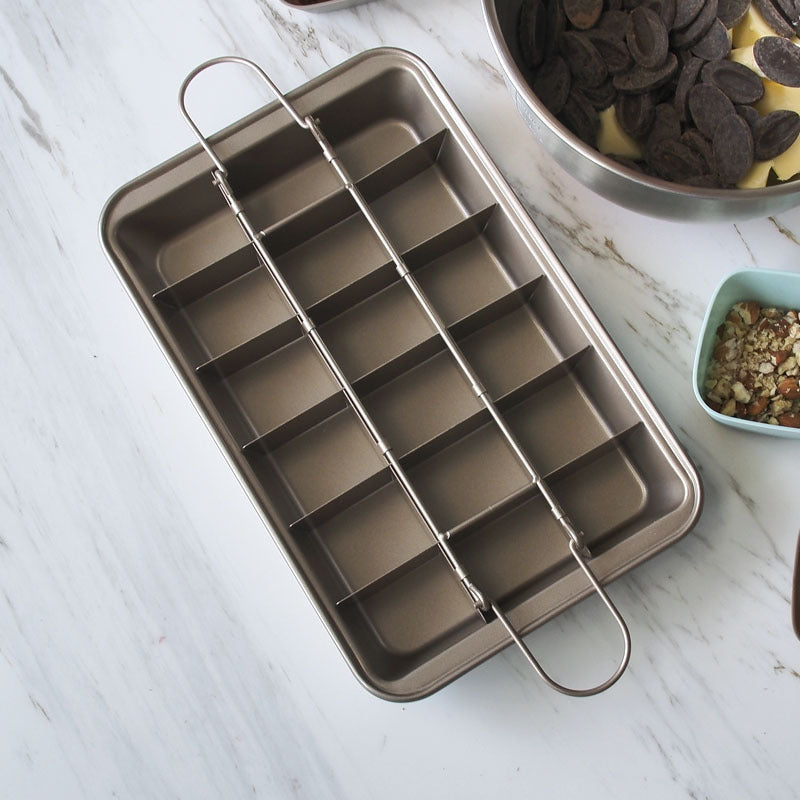 Premium Checkered Brownie Baking Pan - High Carbon Steel with Teflon Coating, 31x20x4.9cm