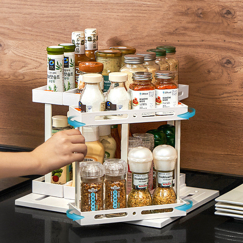 Under Sink Pull-Out Spice Rack - Single/Double Layer, Fashionable & Simple Design