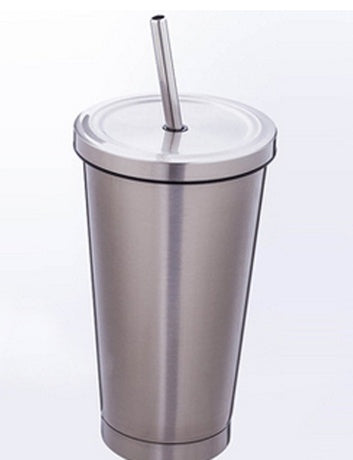 500ML Stainless Steel Tumbler Coffee Cup with Straw Lid - Reusable, Durable, Elegant Design