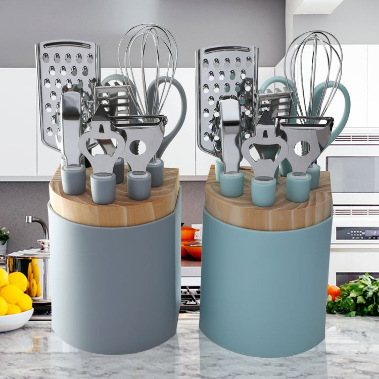 Household Kitchen Tools Set - Stainless Steel Gadgets Tray with Bottle Opener, Fruit Knife, Scissors