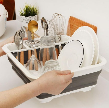 Retractable & Foldable Dish Rack - Space-Saving, Large Capacity, Eco-Friendly PP+TPR