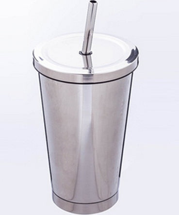 500ML Stainless Steel Tumbler Coffee Cup with Straw Lid - Reusable, Durable, Elegant Design