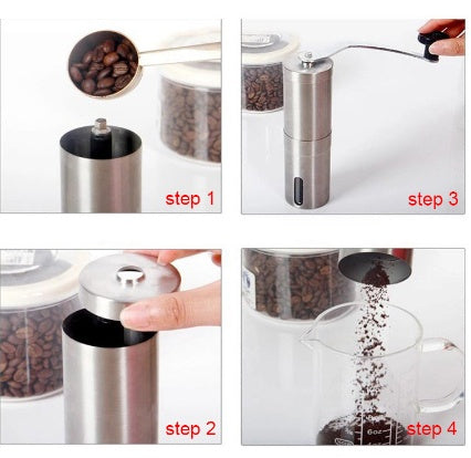 Stainless Steel Hand Coffee Grinder - Ceramic Core Grinding