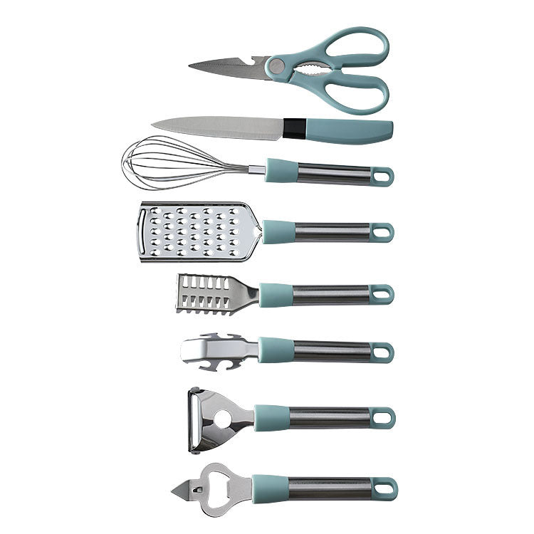 Household Kitchen Tools Set - Stainless Steel Gadgets Tray with Bottle Opener, Fruit Knife, Scissors