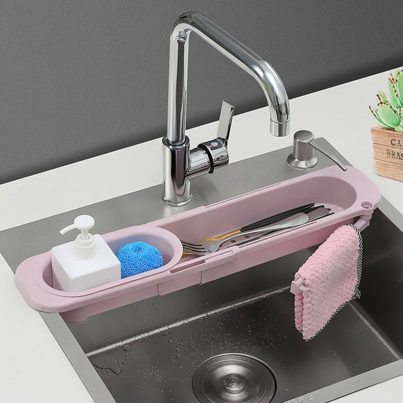 Adjustable Telescopic Sink Rack - Scalable Design, Drain Fan, Towel Bar, Easy Installation