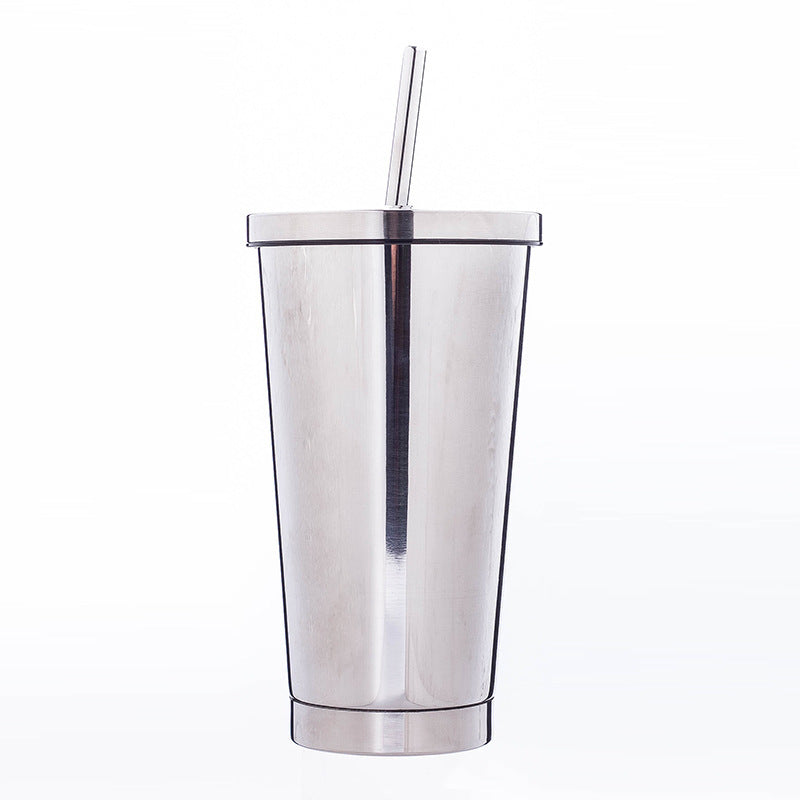 500ML Stainless Steel Tumbler Coffee Cup with Straw Lid - Reusable, Durable, Elegant Design
