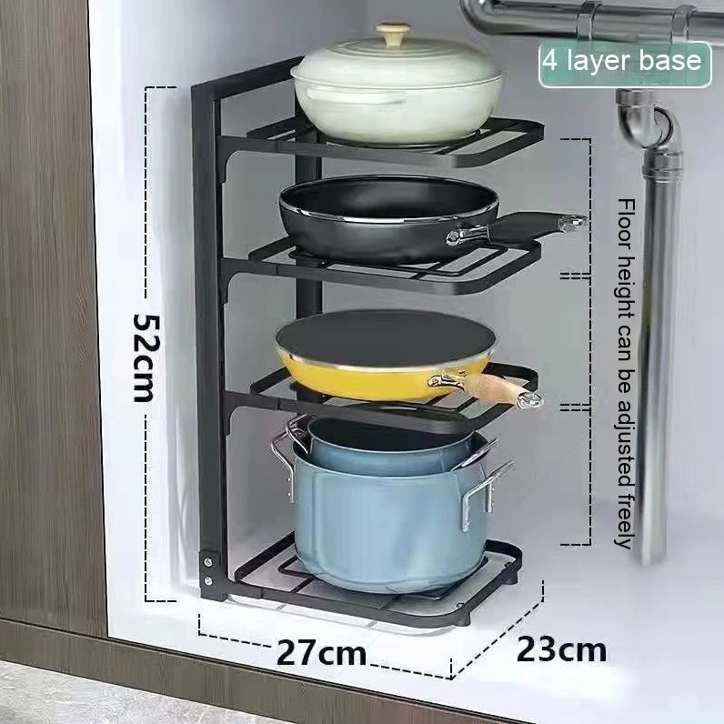 Stable Pot Storage Organizer - Iron Material, Punch-Free Installation, Various Layers