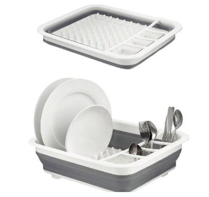 Retractable & Foldable Dish Rack - Space-Saving, Large Capacity, Eco-Friendly PP+TPR