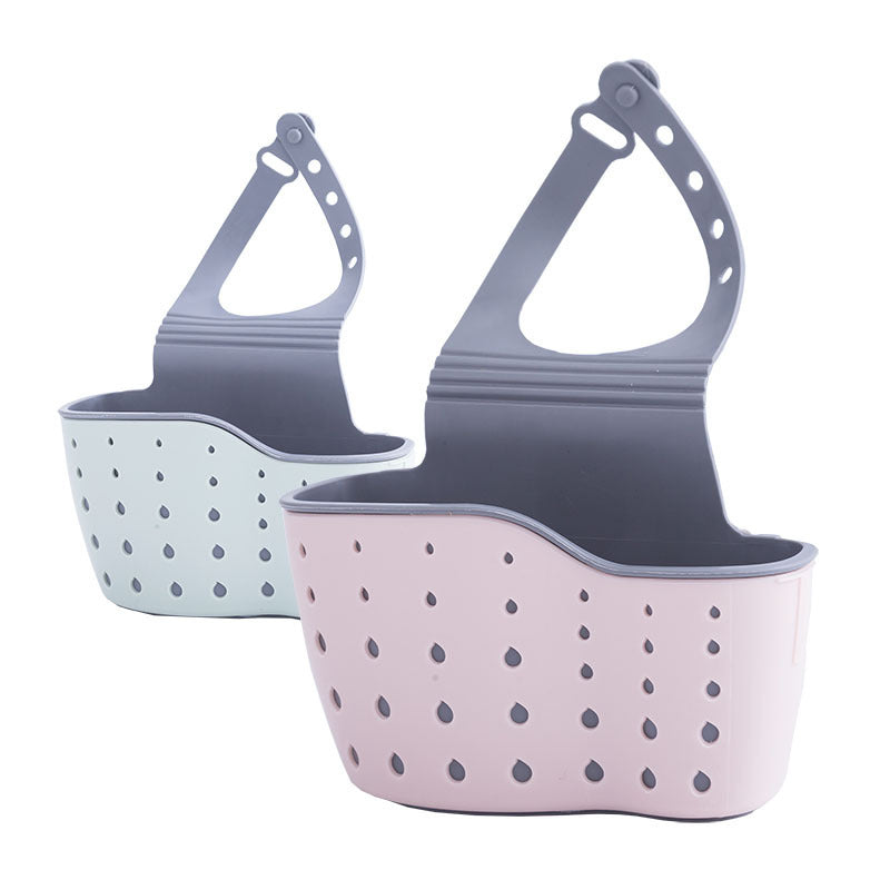 Plastic Kitchen Sink Storage Rack - TPR Rubber, 15x5x8.5cm, Light Blue/Pink/Beige