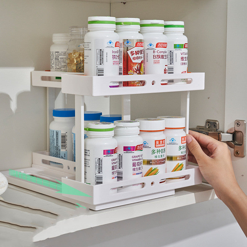 Under Sink Pull-Out Spice Rack - Single/Double Layer, Fashionable & Simple Design