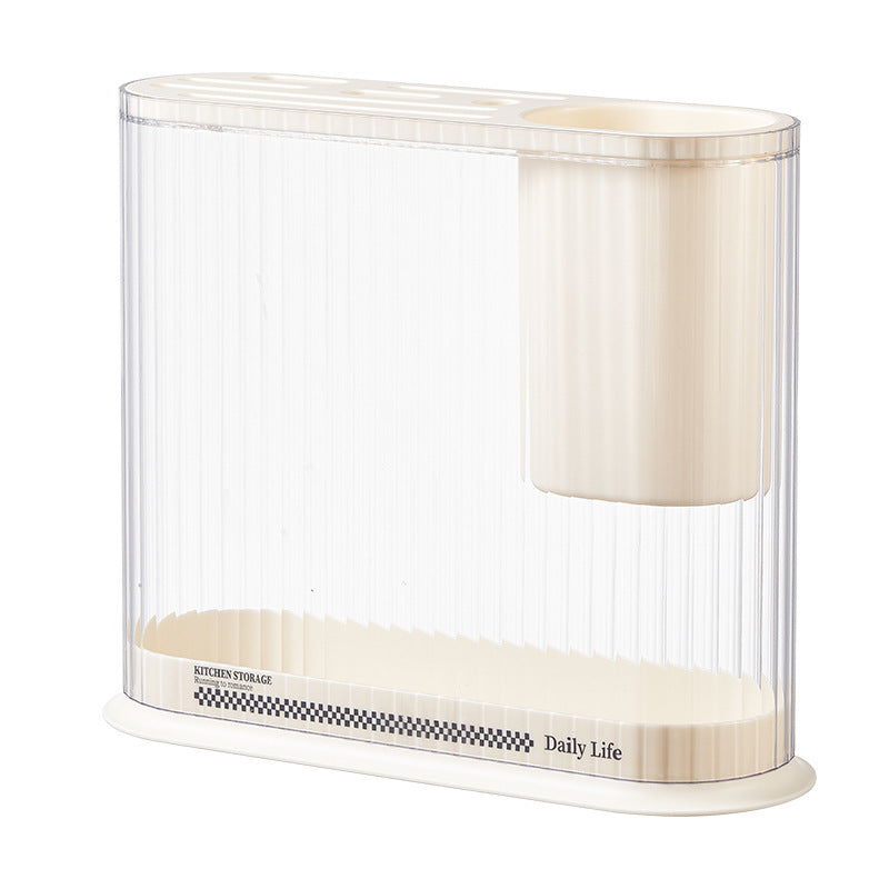 Multifunctional Cream Style Kitchen Storage - Knife Holder, Pot Lid Holder, Integrated Frame, Plastic
