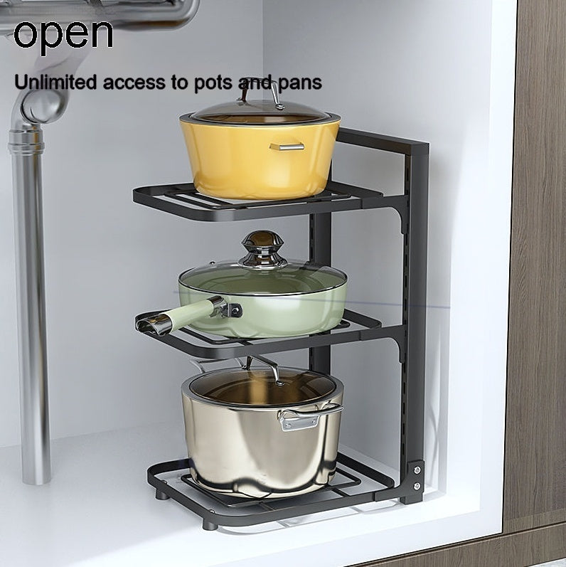 Stable Pot Storage Organizer - Iron Material, Punch-Free Installation, Various Layers