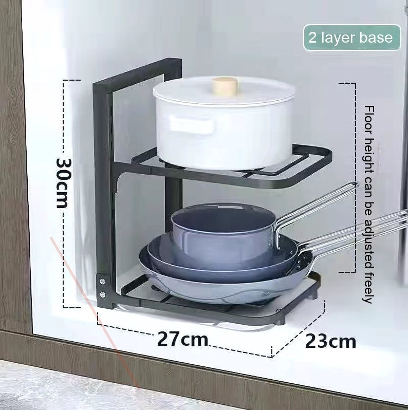 Stable Pot Storage Organizer - Iron Material, Punch-Free Installation, Various Layers