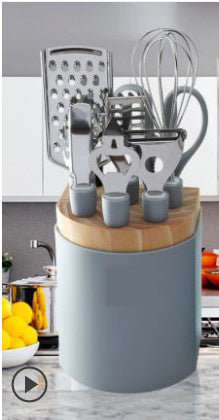 Household Kitchen Tools Set - Stainless Steel Gadgets Tray with Bottle Opener, Fruit Knife, Scissors