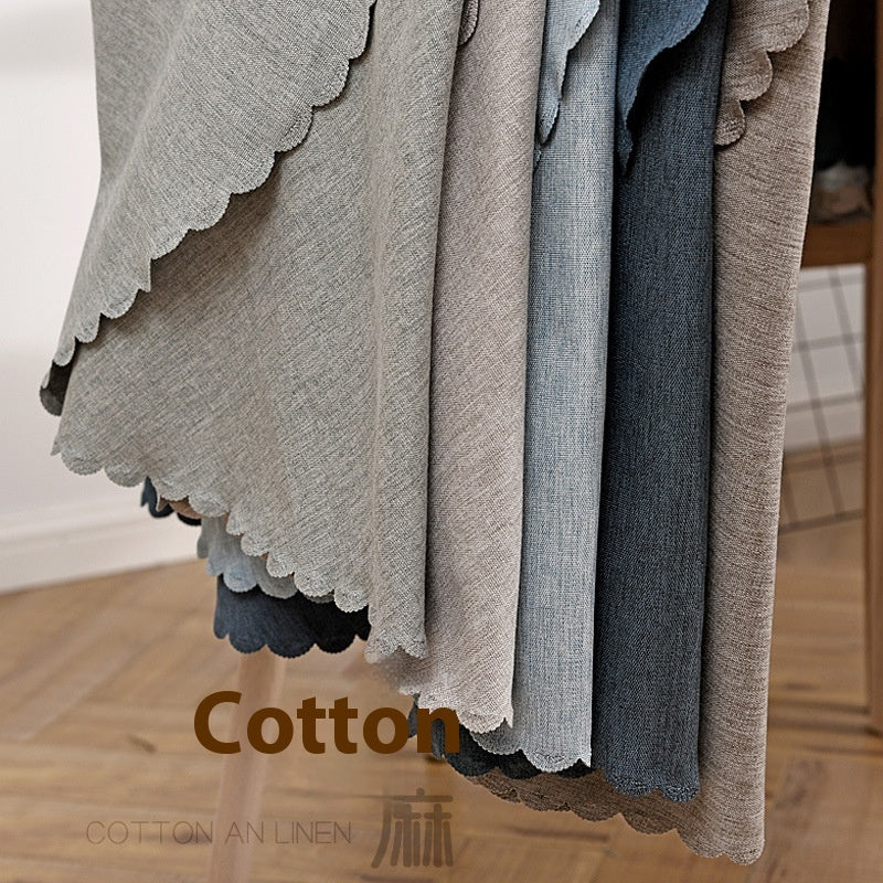 Pastoral Style Round Tablecloth - Solid Color Blended Material, Dining Room Table Decor