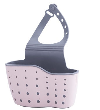 Plastic Kitchen Sink Storage Rack - TPR Rubber, 15x5x8.5cm, Light Blue/Pink/Beige