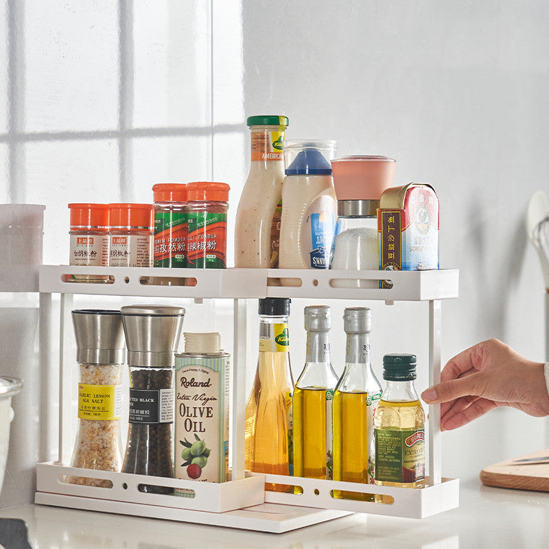 Under Sink Pull-Out Spice Rack - Single/Double Layer, Fashionable & Simple Design